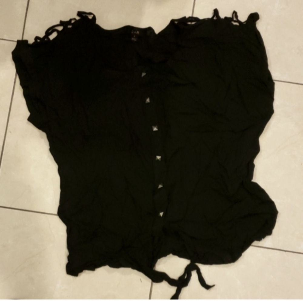 Elm black strappy cut out blouse